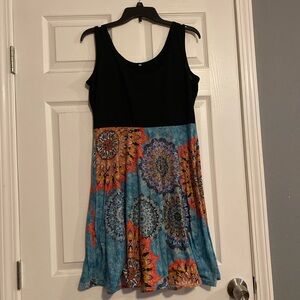 Black and Multicolor Sleeveless Dress